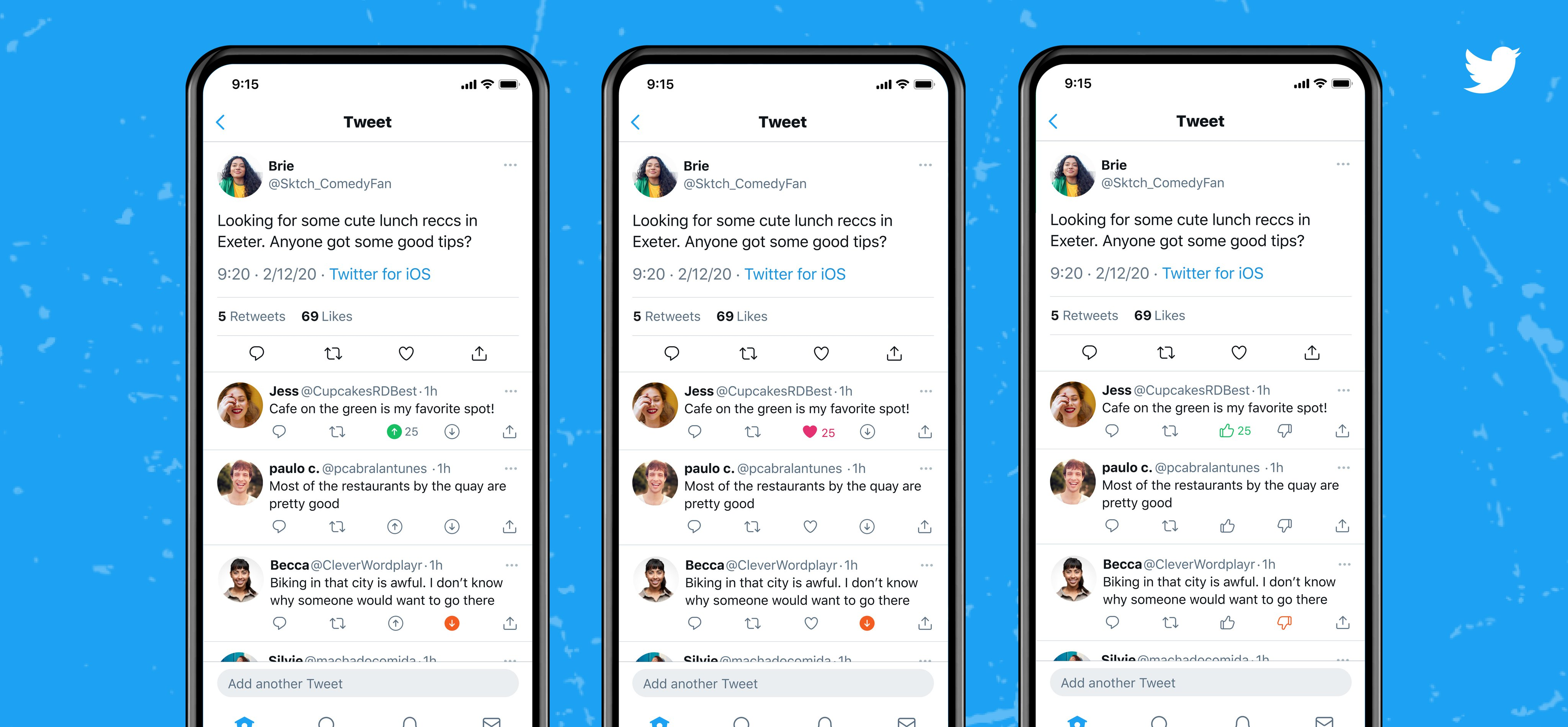 Jenis tombol upvote dan downvote di Twitter