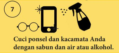 Bersihkan handphone dan kacamata