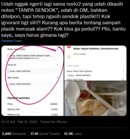 Keluhan DP di akun Twitter pribadinya