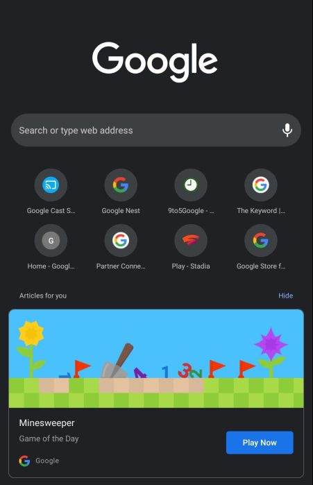 Tampilan fitur Game of The Day yang nantinya hadir di aplikasi Chrome.