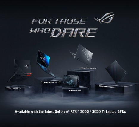 Jajaran laptop ASUS ROG dan TUF Gaming yang akan mendapat GPU NVIDIA GeForce RTX 3050 dan RTX 3050Ti.