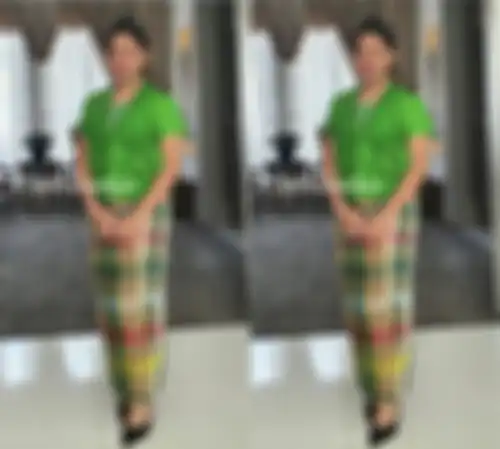 Peanmpilan manis anak Mayangsari, Khirani Trihatmodjo pakai baju bodo modern warna hijau