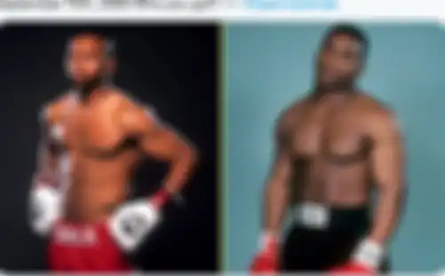 Roy Jones Jr. (kiri) dan Mike Tyson (kanan)