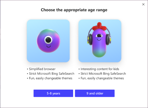 Pilihan usia pada microsoft edge