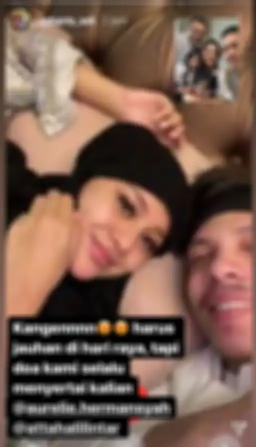 Ashanty video call dengan Aurel Hermansyah dan Atta Halilintar saat hari raya Idul Fitri.