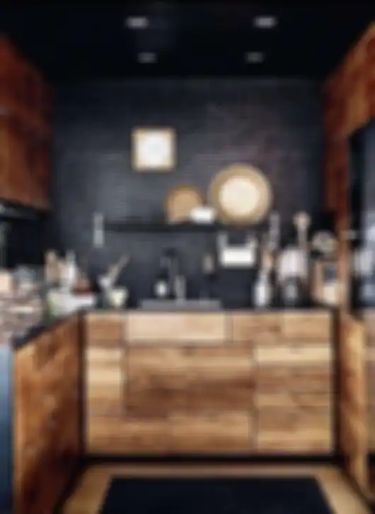 Dengan memilih kitchen set yang sengaja dibuat seperti begini, foto desain dapur di rumah mungil terlihat rustic.