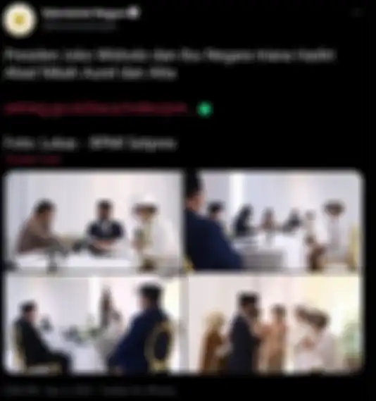 Unggahan akun Twitter Kementerian Sekretariat Negara mengenai hadirnya Jokowi dan Iriana di pernikahan Atta-Aurel