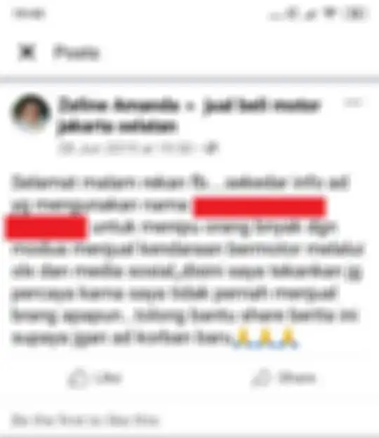 Postingan di Facebook soal penjual motor di OLX