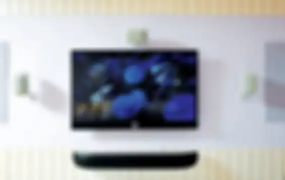 Ilustrasi home theater di kamar, cocok untuk pecinta film.