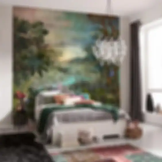 Ilustrasi kamar tidur dengan mural