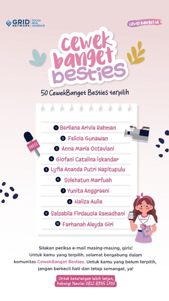 List nama member CewekBanget Besties Batch 1