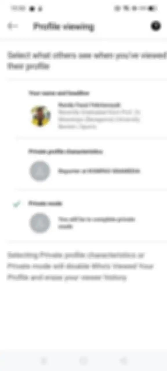 Tampilan pengaturan untuk mengubah opsi kunjungan profil LinkedIn via aplikasi.