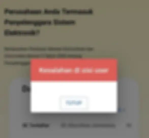Notifikasi error di situs PSE Kominfo