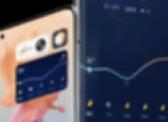 Tampilan informasi pada widget suhu dengan sistem antarmuka OriginOS.