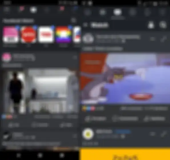 Tampilan dark mode pada Facebook versi Android