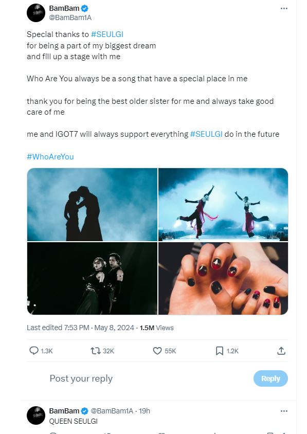 Postingan BamBam buat Seulgi Red Velvet
