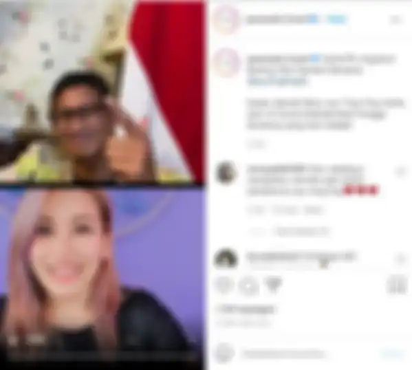 Ayu Ting ting dan Sandiaga Uno saat live di Instagram  
