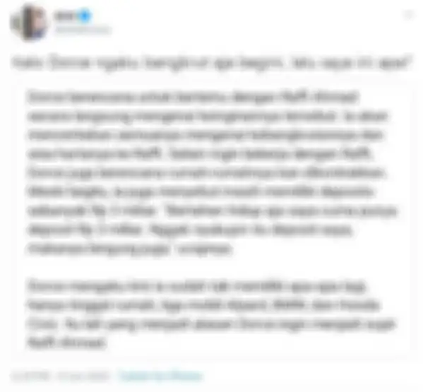 Netizen di sosial media Twitter berdebat tentang bangkrut versi Dorce Gamalama