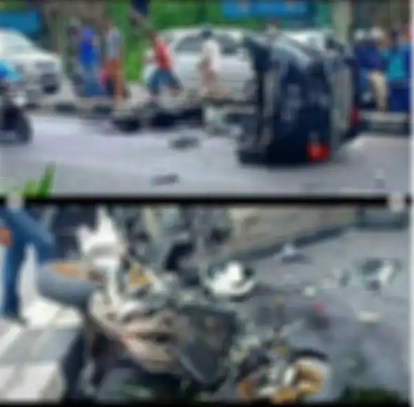 Kecelakaan dialami oleh seorang pengendara motor CBR 1000 CC dan mobil Datsun Go di Jalan By Pass Ida Bagus Mantra, Minggu (27/1/2019) sekitar pukul 13.00 Wita.