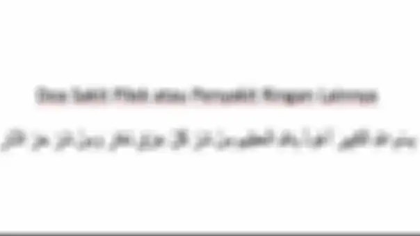 Doa Rasulullah untuk pekyakit ringan seperti pilek dan flu 