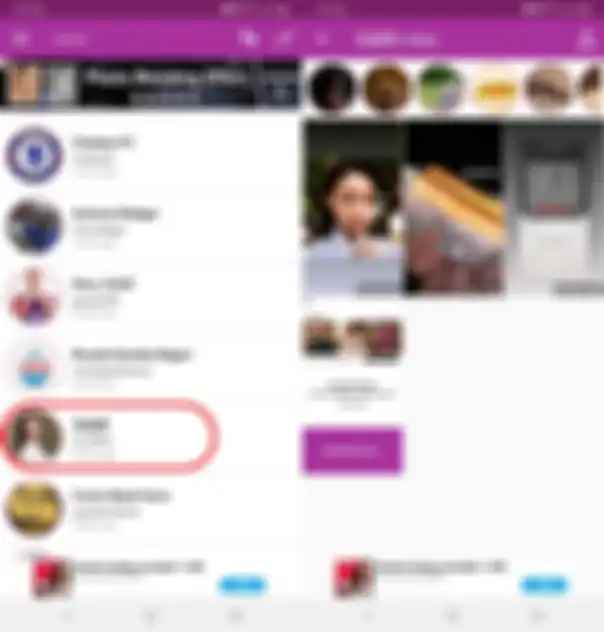 Daftar stories milik akun yang kalian follow (Kiri) dan daftar story serta hinglights dari salah satu akun (Kanan(.