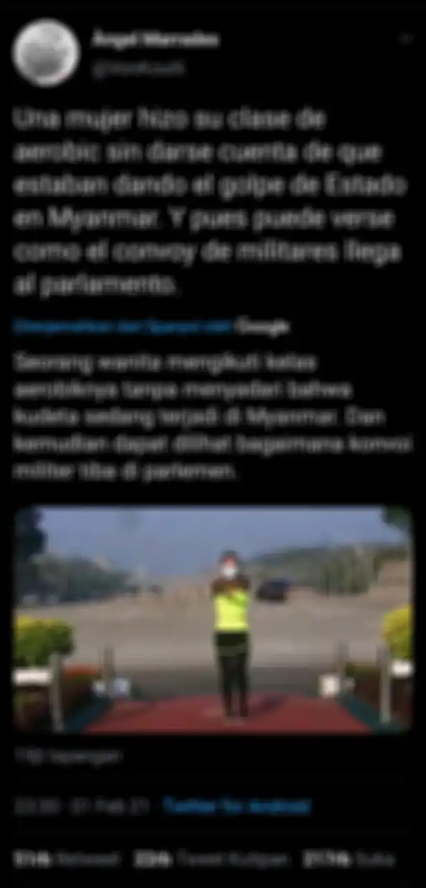viral seorang wanita yang tetap senam aerobik di tengah kudeta militer
