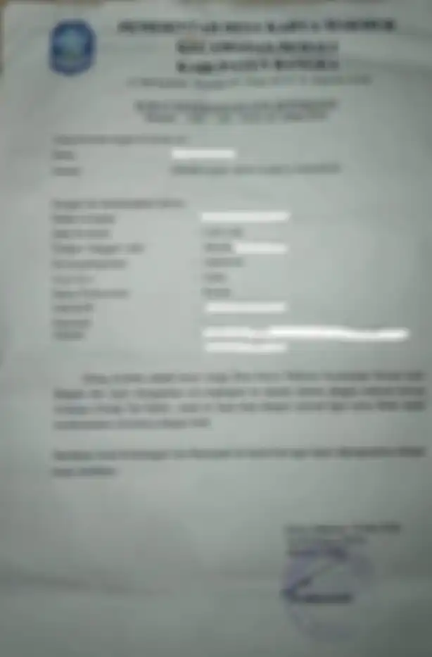 Surat keterangan dari kelurahan