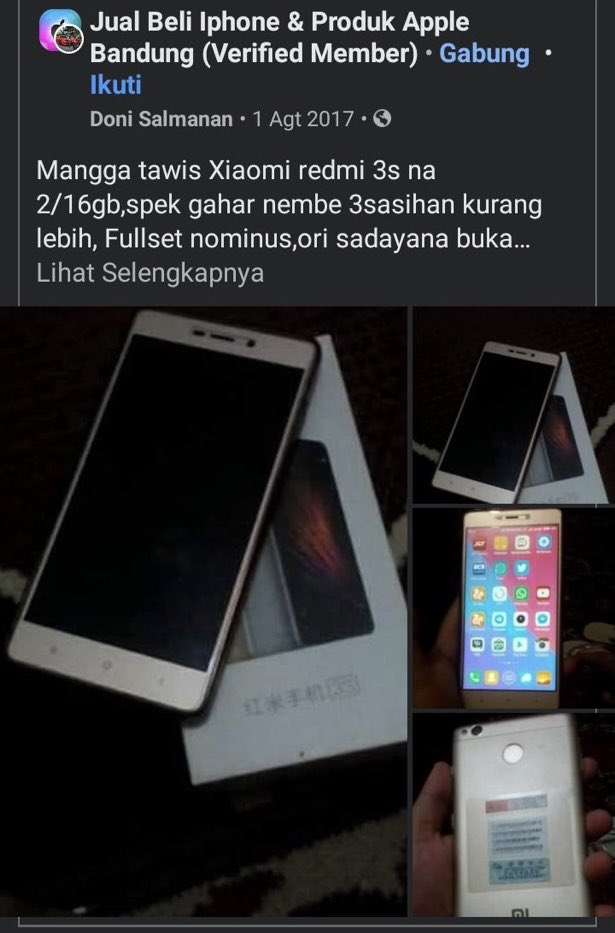Unggahan Doni Salmanan saat menjual hp bekas