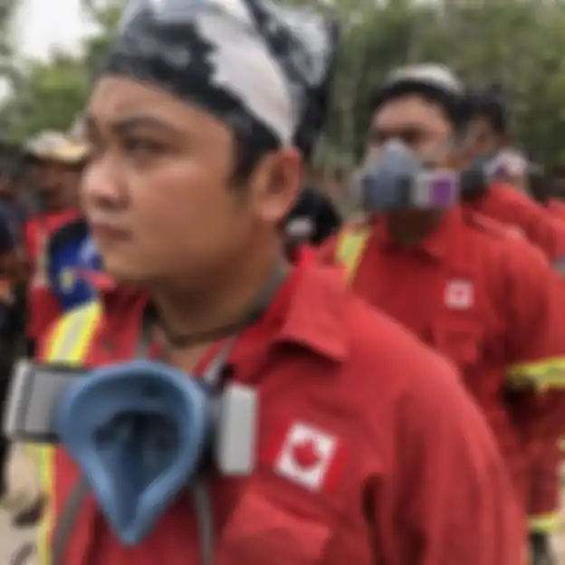 Andrean Perdana, mahasiswa tingkat akhir di Sekolah Tinggi Ilmu Komputer Palangkaraya, memimpin para relawan muda Youth Act untuk membantu upaya pemadaman api di lapangan. 