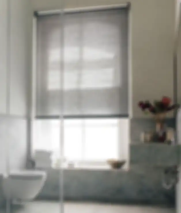 Ilustrasi roller shades di kamar mandi