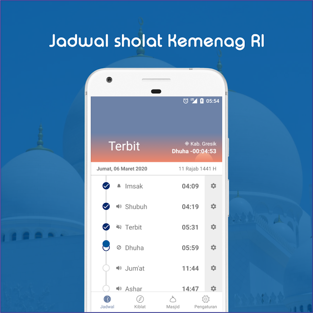 Tampilan aplikasi Usholli