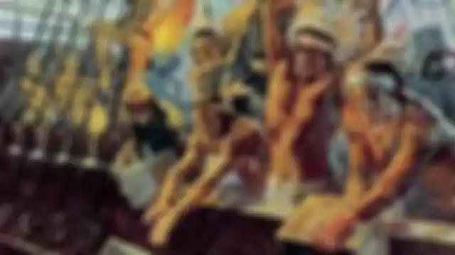 Para pelaku Boston Tea Party menggunakan kostum bak suku Indian Mohawk.