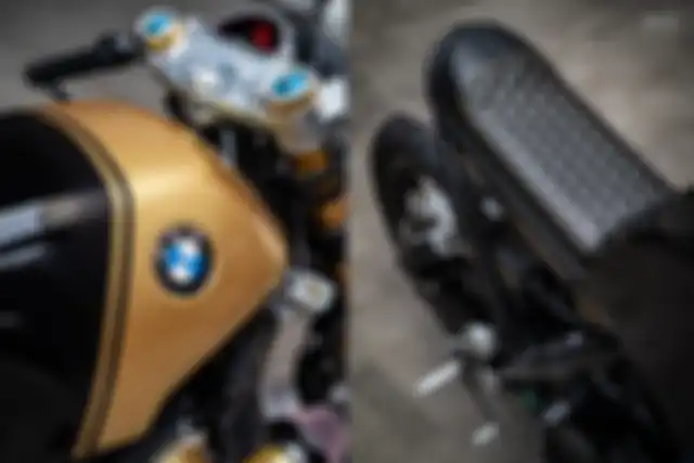 Bgaian kokpit dan jok di BMW K100 cafe racer.