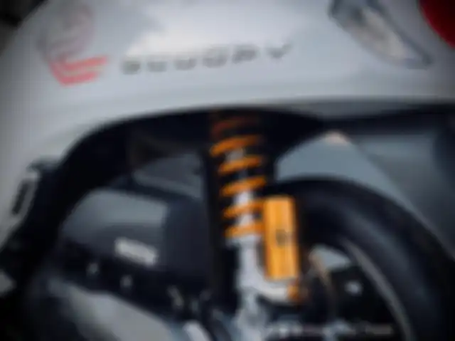 Sokbreker Ohlins terlihat mencolok di area belakang.