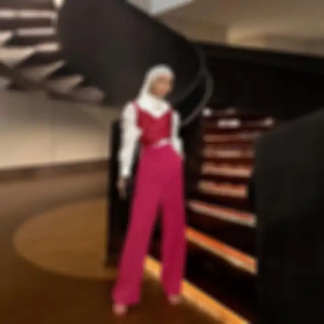OOTD hijab warna fuschia