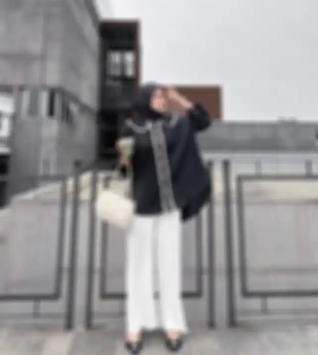 OOTD hijab monokrom hitam putih