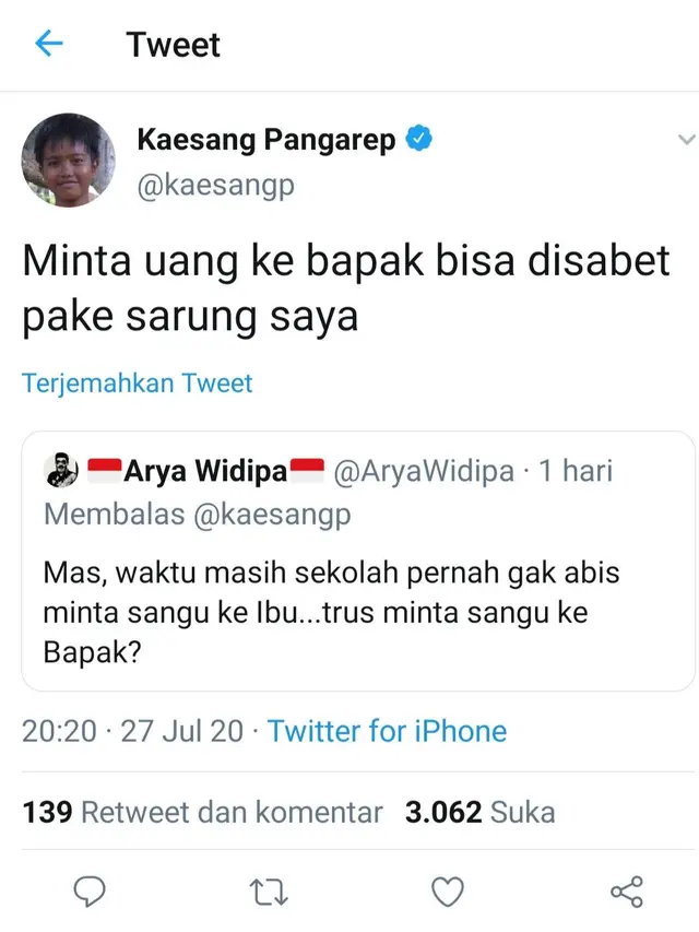 Unggahan Kaesang Pangarep. 