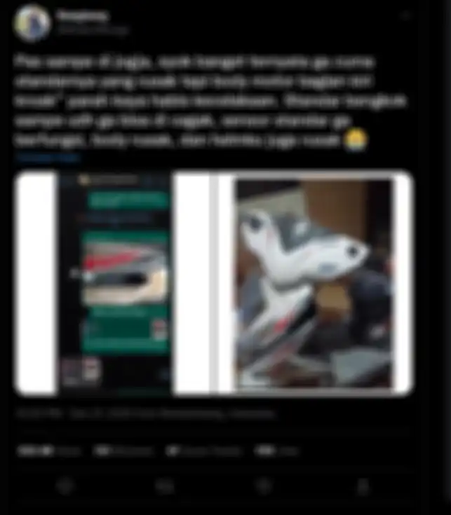 Tangkapan layar kasus motor matic Honda Vario hancur saat pengiriman Cikarang ke Jogja.