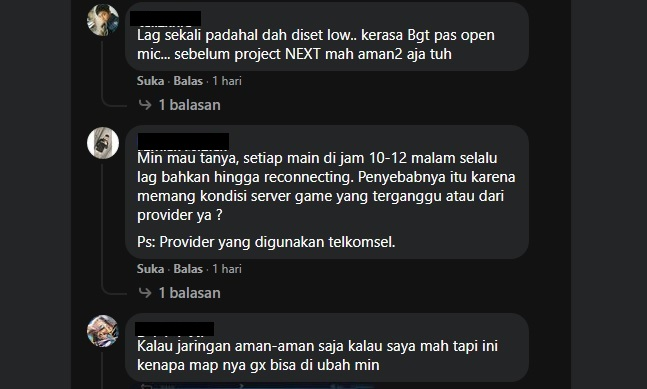 Keluhan gamer di kolom komentar akun Facebook Mobile Legends Bang-Bang
