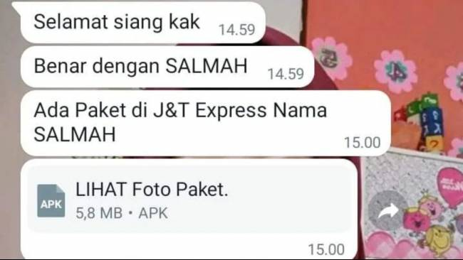 Contoh aplikasi APK pada penipuan bermodus link 