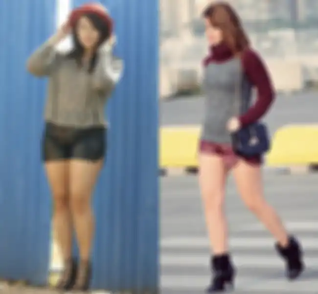 Cewek berpaha besar dengan celana pendek dan baju lengan panjang