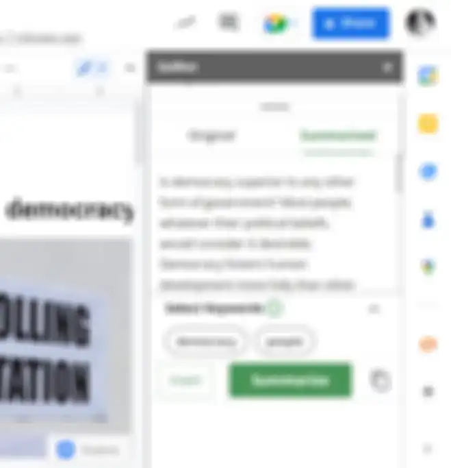 Hasil kesimpulan otomatis dari add-ons Quillbot di Google Docs
