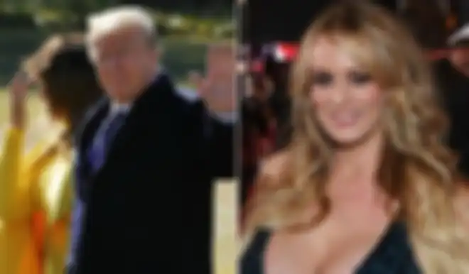 Foto Donald Trump (Kiri), dan Stormy Daniels (Kanan)