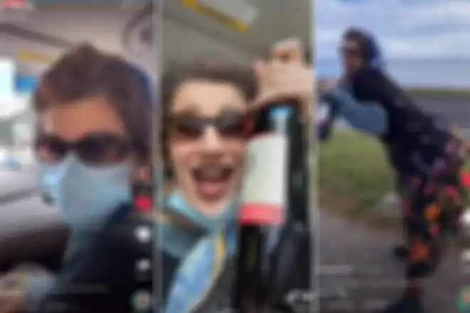 sebuah cuplikan video yang memperlihatkan remaja yang menyamar jadi wanita paruh baya