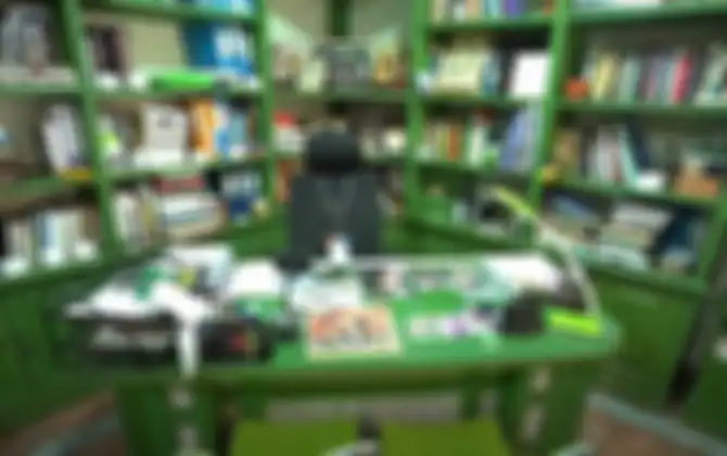 Foto rumah mewah Ikang Fawzi dan Marissa Haque yang mirip resort. Ruang kerja sekaligus perpustakaan pribadi.