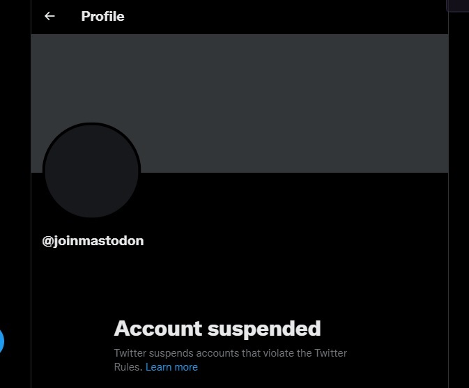 Akun twitter resmi Mastodon disuspend