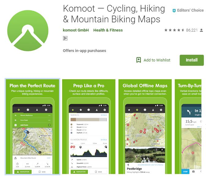 Aplikasi Komoot di Play Store
