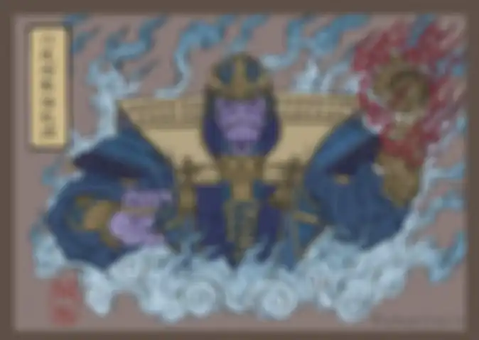 Karakter Avengers: Endgame yang digambar dengan gaya ukiyo-e