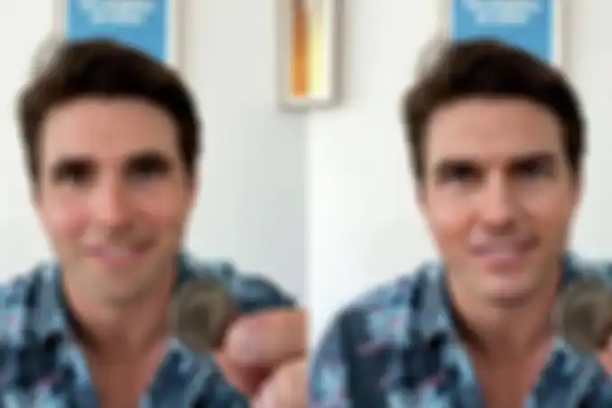 Miles Fisher (kiri), deepfake Tom Cruise (kanan)
