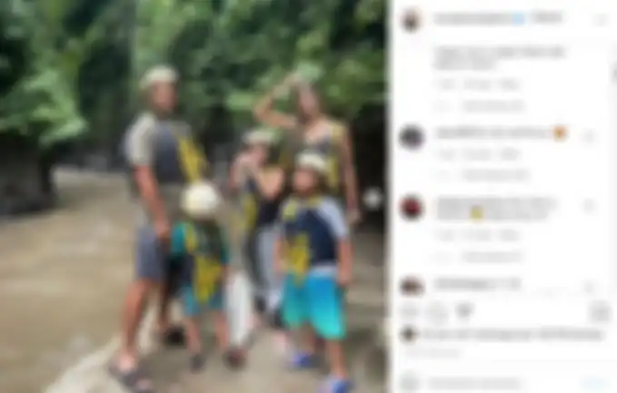 Postingan Nia Ramadhani bersama ArdI Bakrie dan ketiga anaknya di pinggir sungai